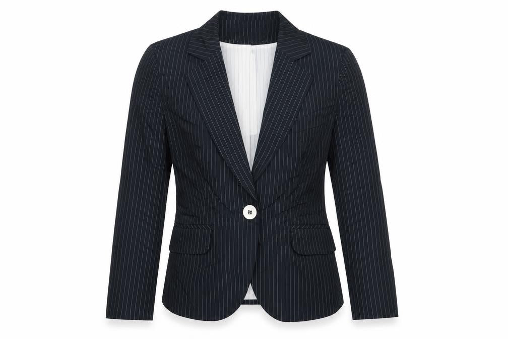 Marks & Spencer Womens Blue Striped Jacket Blazer Size 12 Buckle