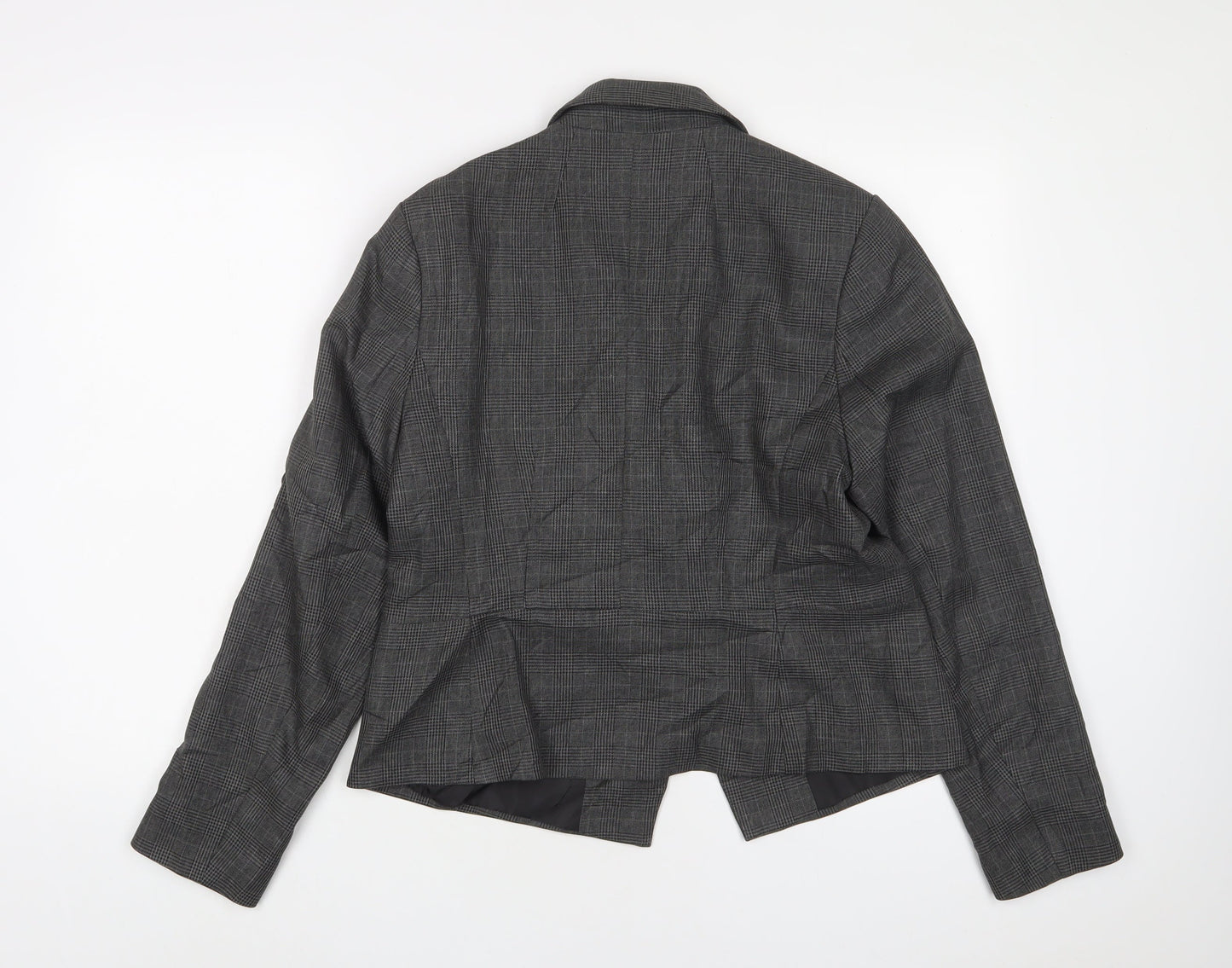 Marks and Spencer Womens Grey Plaid Jacket Blazer Size 14 Button