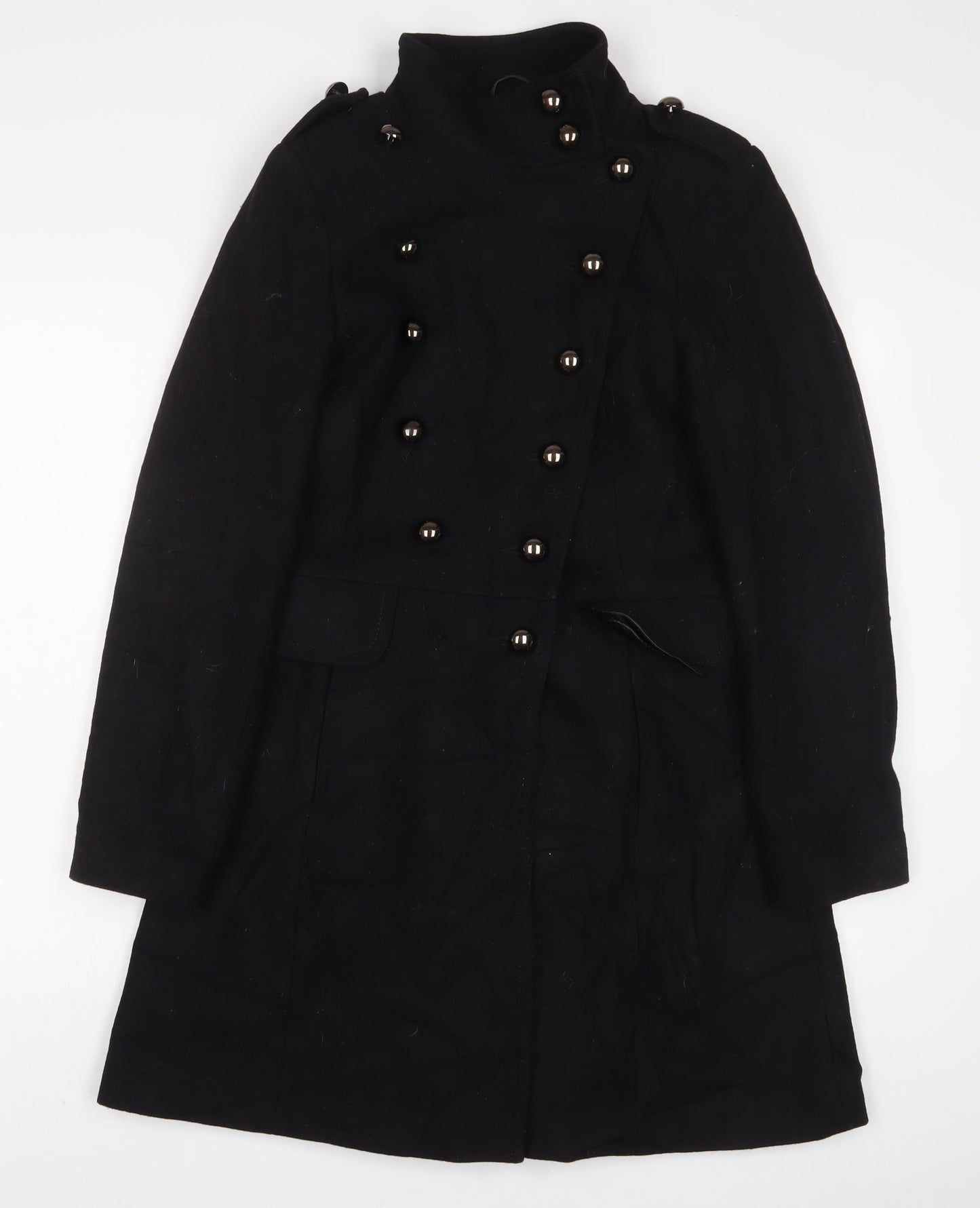 South Womens Black Overcoat Coat Size 12 Button