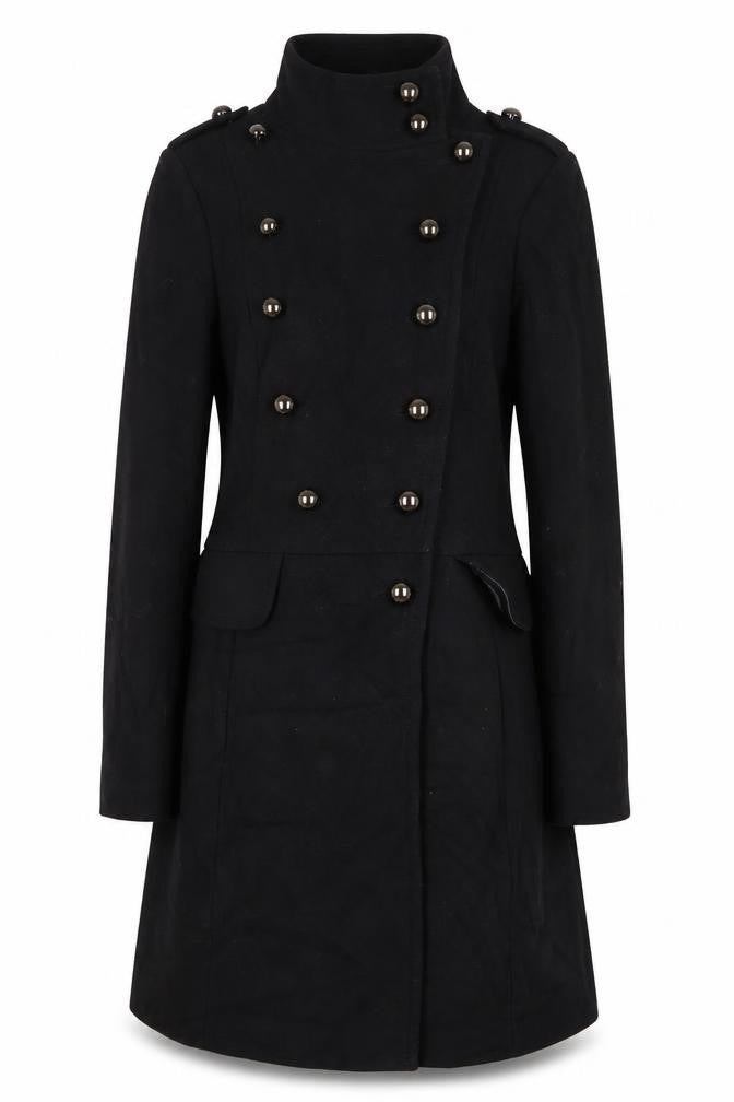 South Womens Black Overcoat Coat Size 12 Button