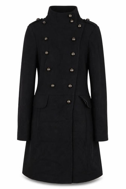 South Womens Black Overcoat Coat Size 12 Button