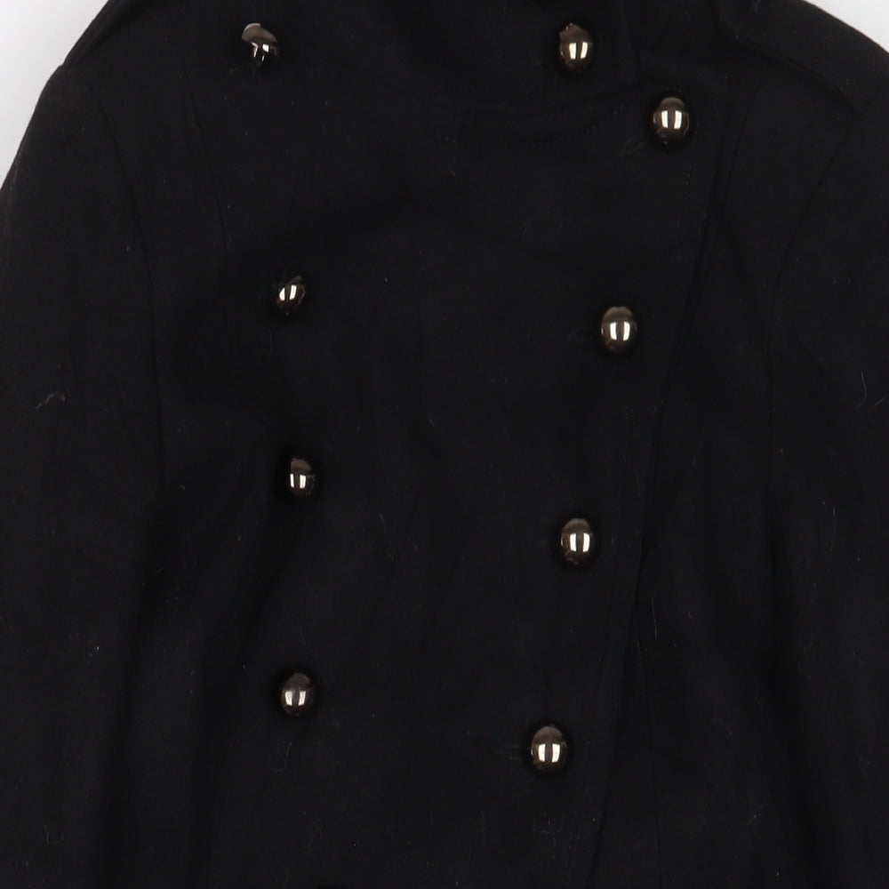South Womens Black Overcoat Coat Size 12 Button