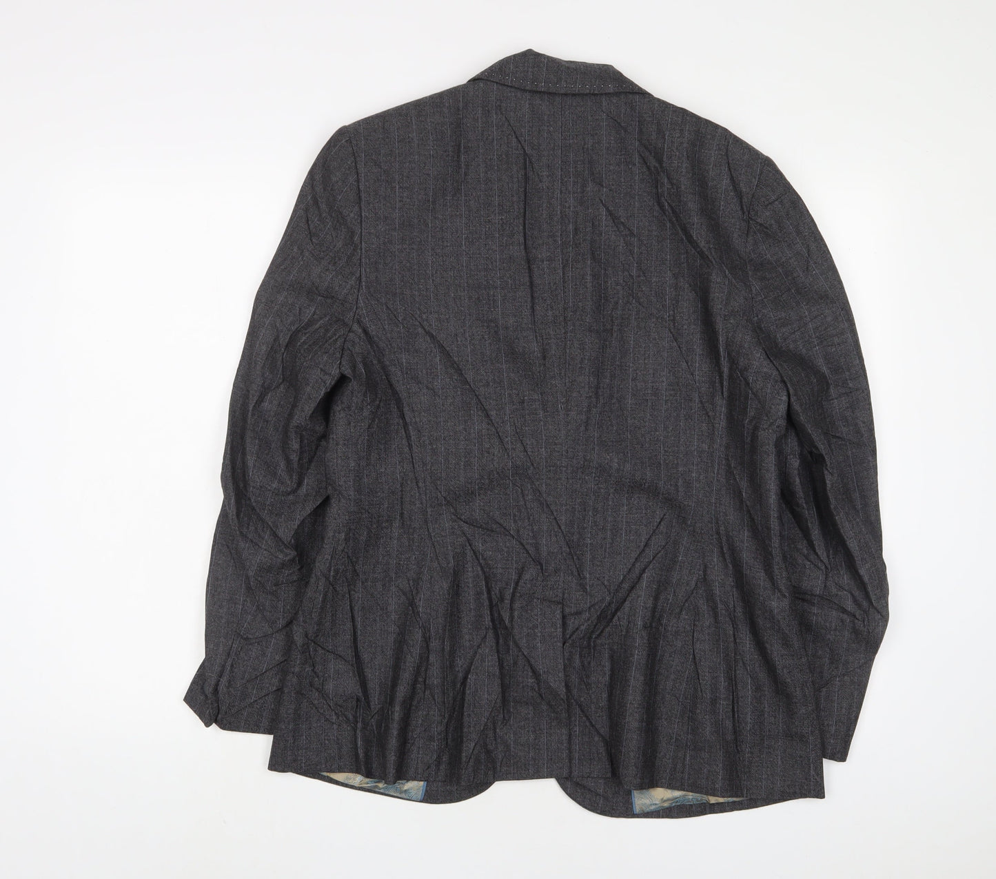 NEXT Womens Grey Striped Jacket Blazer Size 16 Button