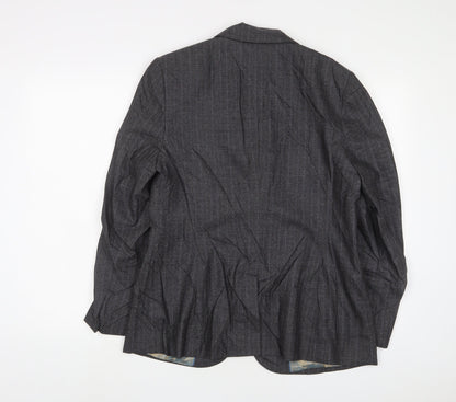 Next Womens Grey Striped Jacket Blazer Size 16 Button