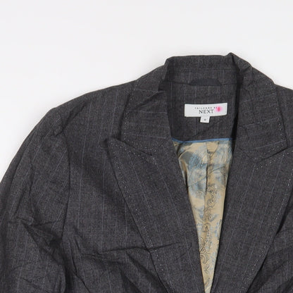 Next Womens Grey Striped Jacket Blazer Size 16 Button
