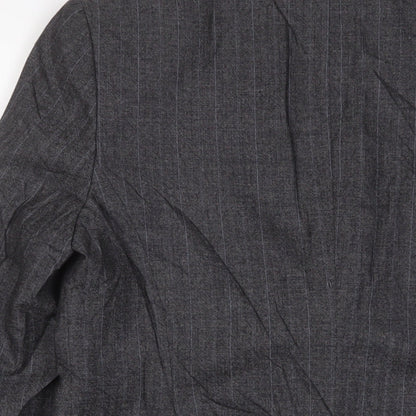 Next Womens Grey Striped Jacket Blazer Size 16 Button