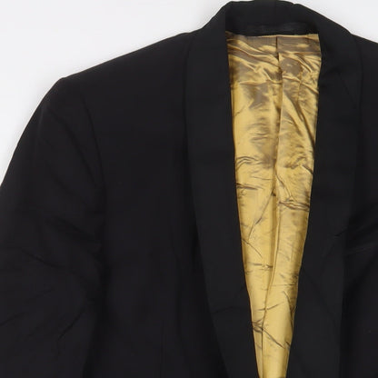 Close-up detail of Autograph men’s blue wool jacket suit jacket, size 38, regular