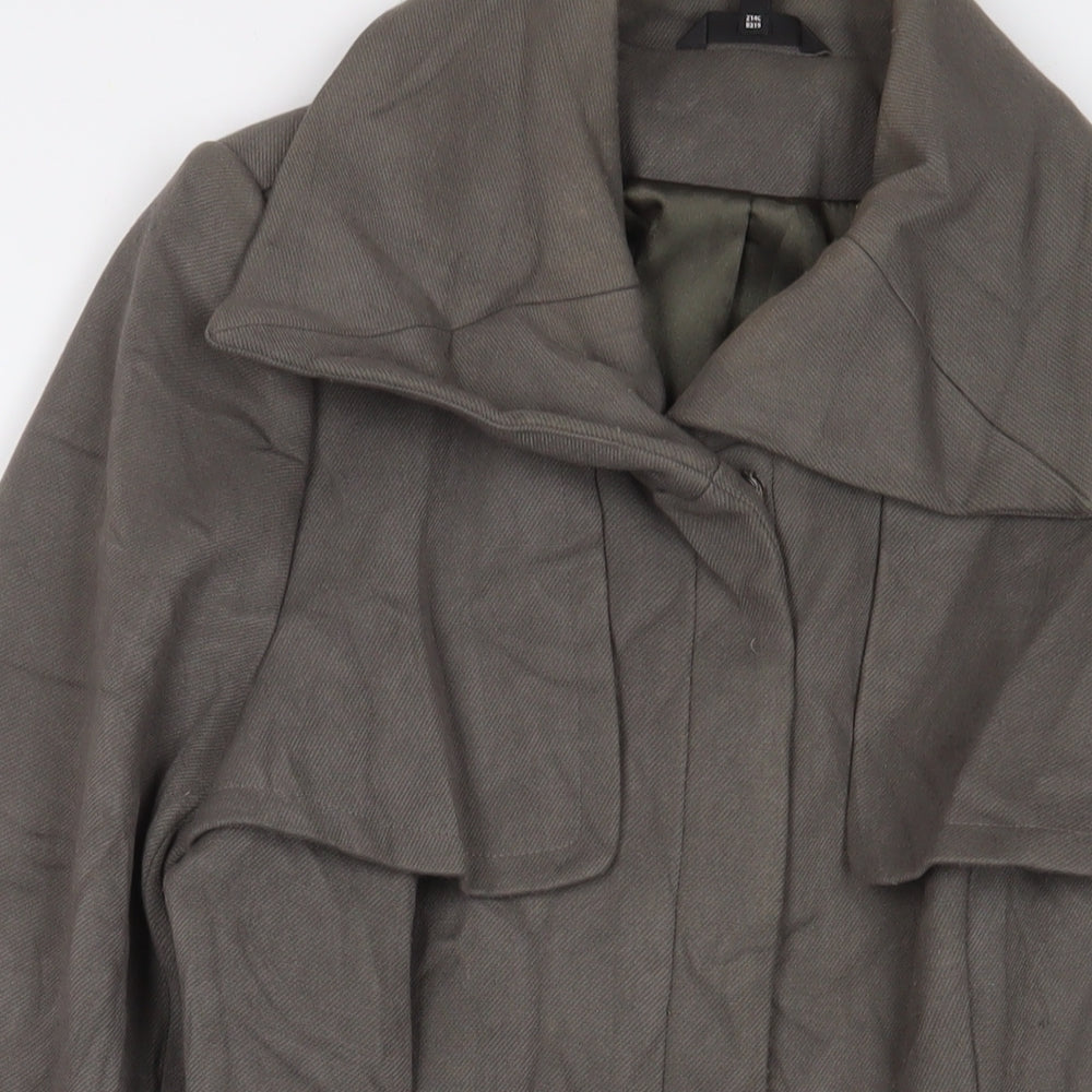 Marks and Spencer Womens Grey Overcoat Coat Size 14 Button - Belted
