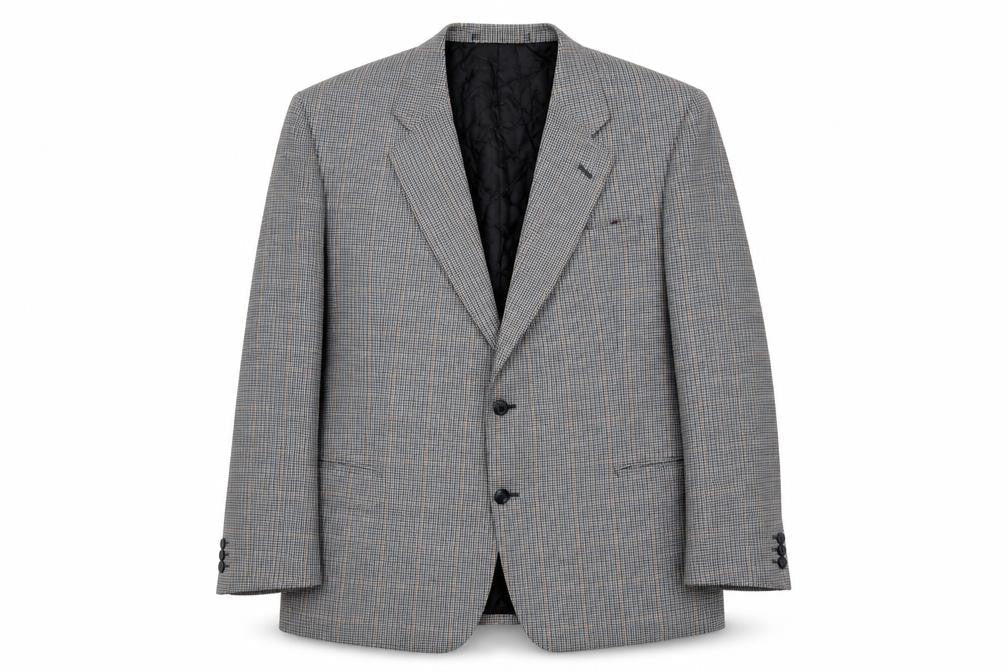 Marks & Spencer Mens Grey Plaid Wool Jacket Suit Jacket Size 46 Regular