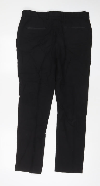 Next Mens Black Polyester Trousers Size 32 in L31 in Regular Hook & Eye