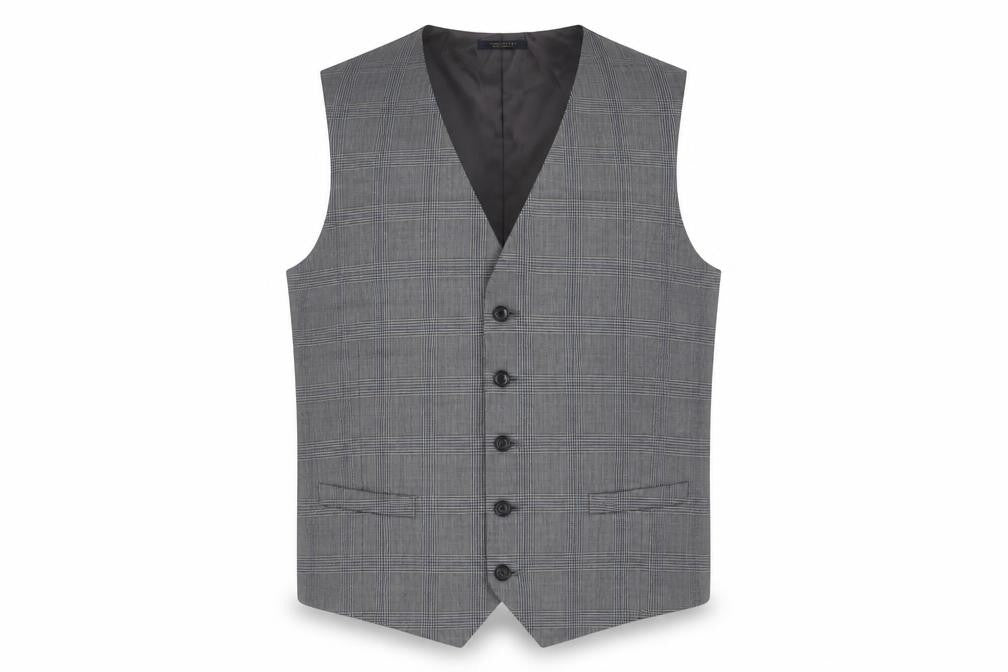 Marks & Spencer Mens Grey Plaid Polyester Jacket Suit Waistcoat Size 42 Regular