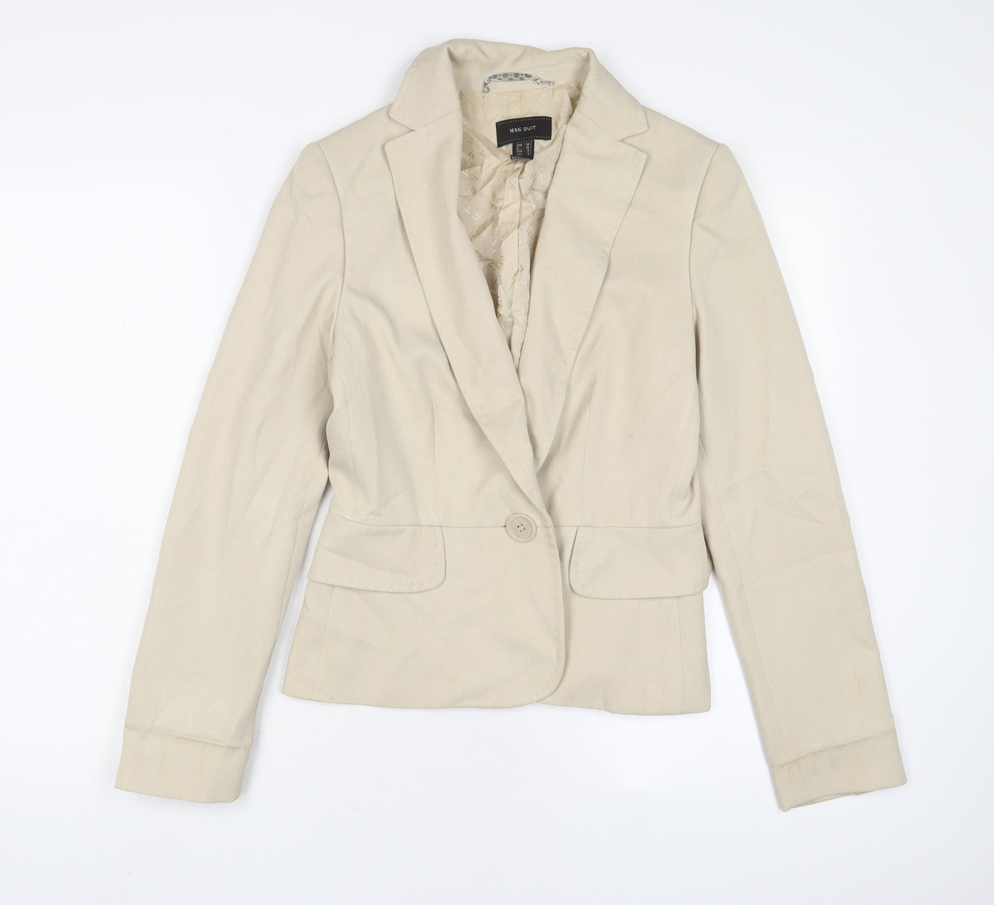 Mango Womens Beige Jacket Blazer Size 10 Button