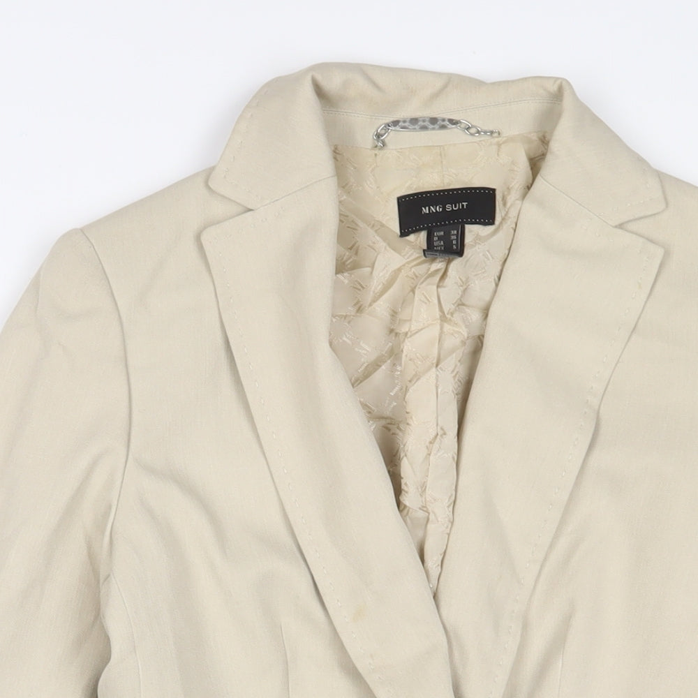 Mango Womens Beige Jacket Blazer Size 10 Button