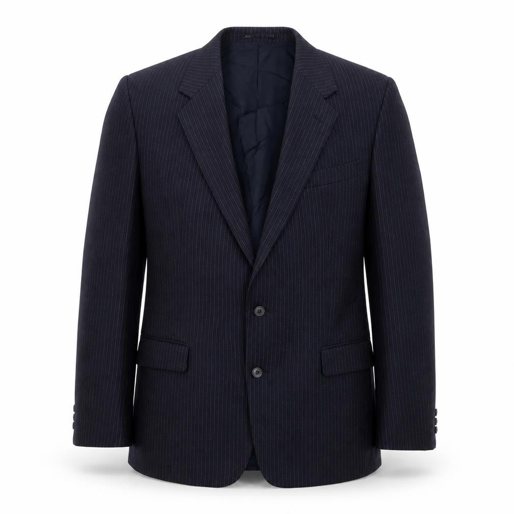 Berwin & Wolff Mens Blue Striped Wool Jacket Suit Jacket Size 44 Regular