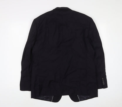 Back view of Autograph men’s blue wool jacket suit jacket, size 42, regular