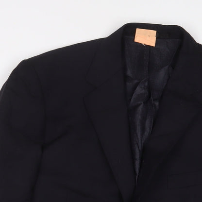 Close-up detail of Autograph men’s blue wool jacket suit jacket, size 42, regular