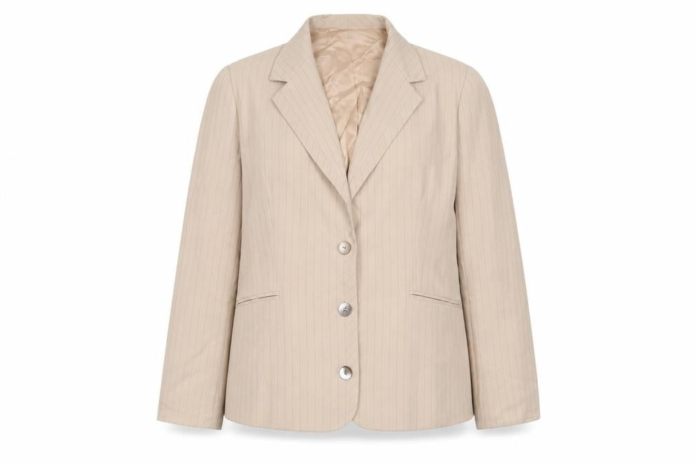 Frank Usher Womens Beige Striped Jacket Blazer Size 18 Button