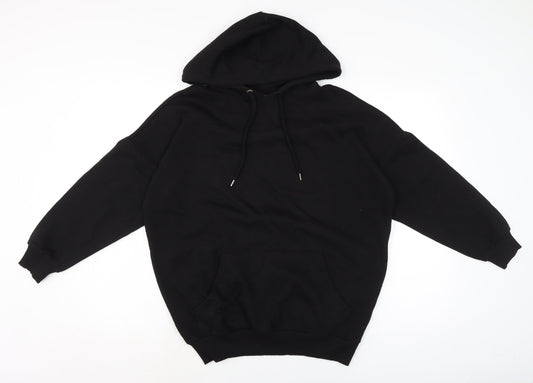 Monki Womens Black Houndstooth Cotton Pullover Hoodie Size 2XS