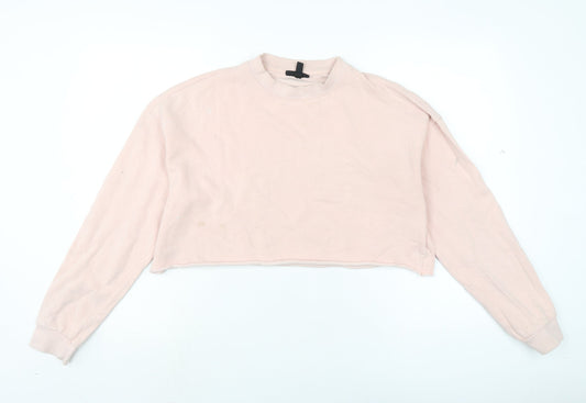 Topshop Womens Pink Cotton Pullover Sweatshirt Size 10