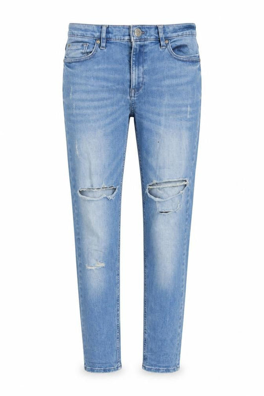 F&F Womens Blue Cotton Blend Tapered Jeans Size 28 in L27.5 in Regular Zip