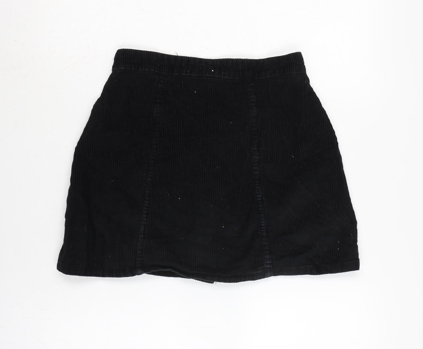 Denim & Co. Womens Black Cotton A-Line Skirt Size 6 Button