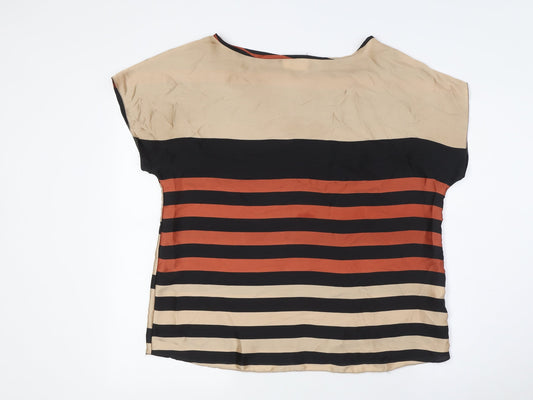 Wallis Womens Multicoloured Striped Polyester Basic T-Shirt Size 16 Boat Neck