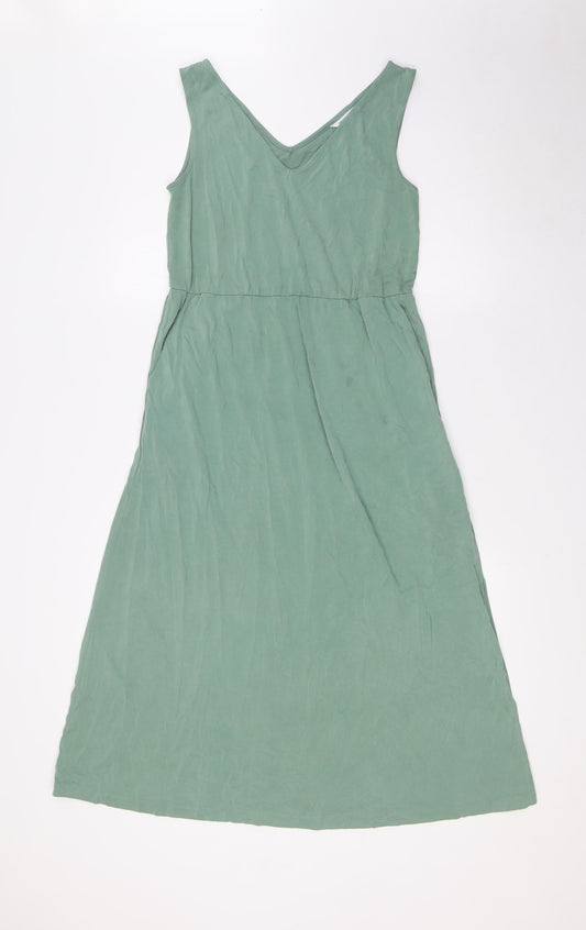 Great Plains Womens Green Modal A-Line Size 8 V-Neck - Pockets
