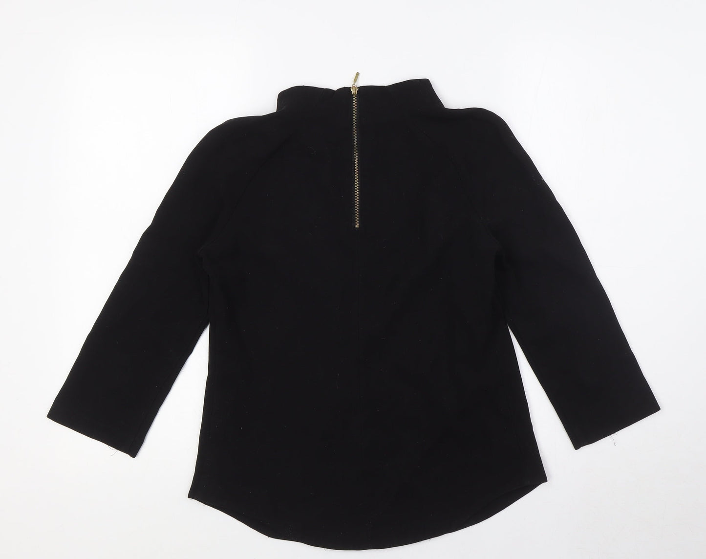 Zara Womens Black Polyester Basic Blouse Size S Mock Neck