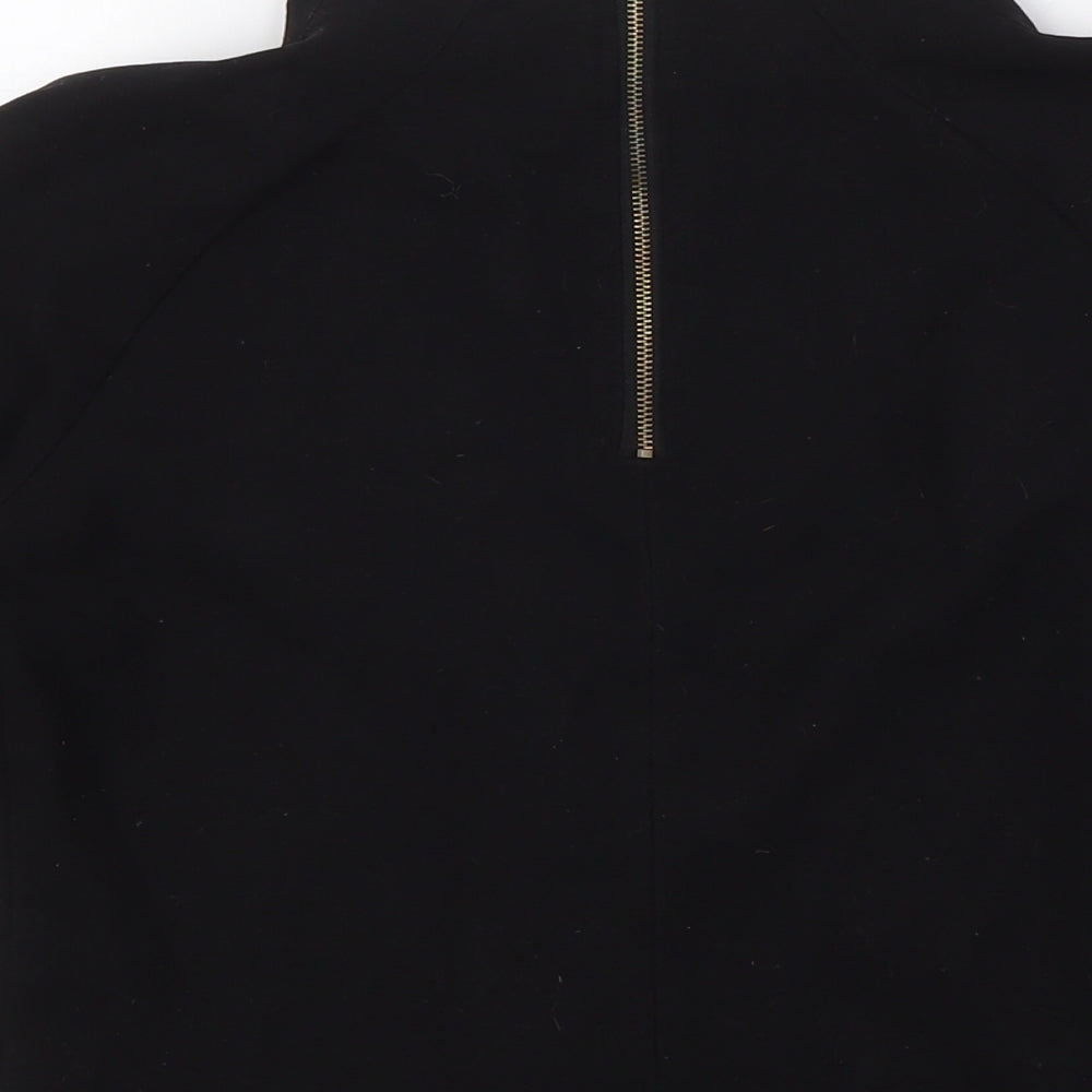 Zara Womens Black Polyester Basic Blouse Size S Mock Neck