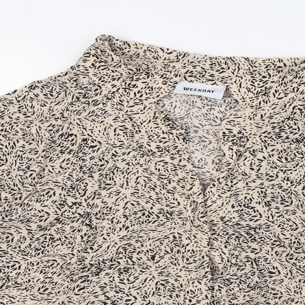 Weekday Womens Beige Polyester Basic Blouse Size S V-Neck