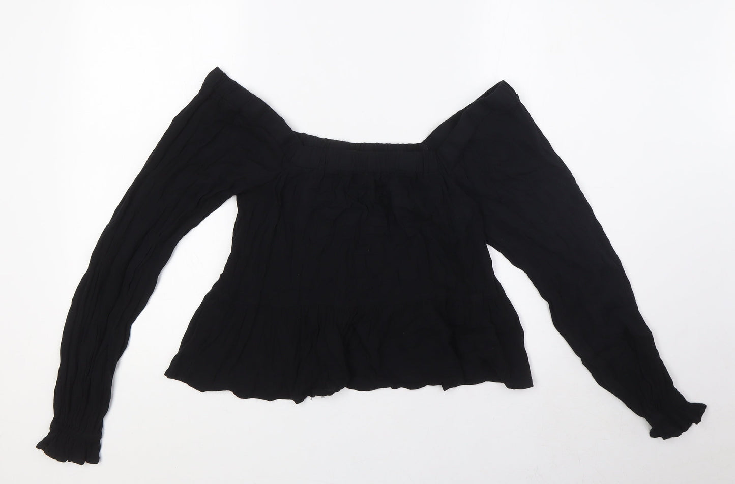 ASOS Womens Black Viscose Basic Blouse Size 8 Square Neck - Peplum