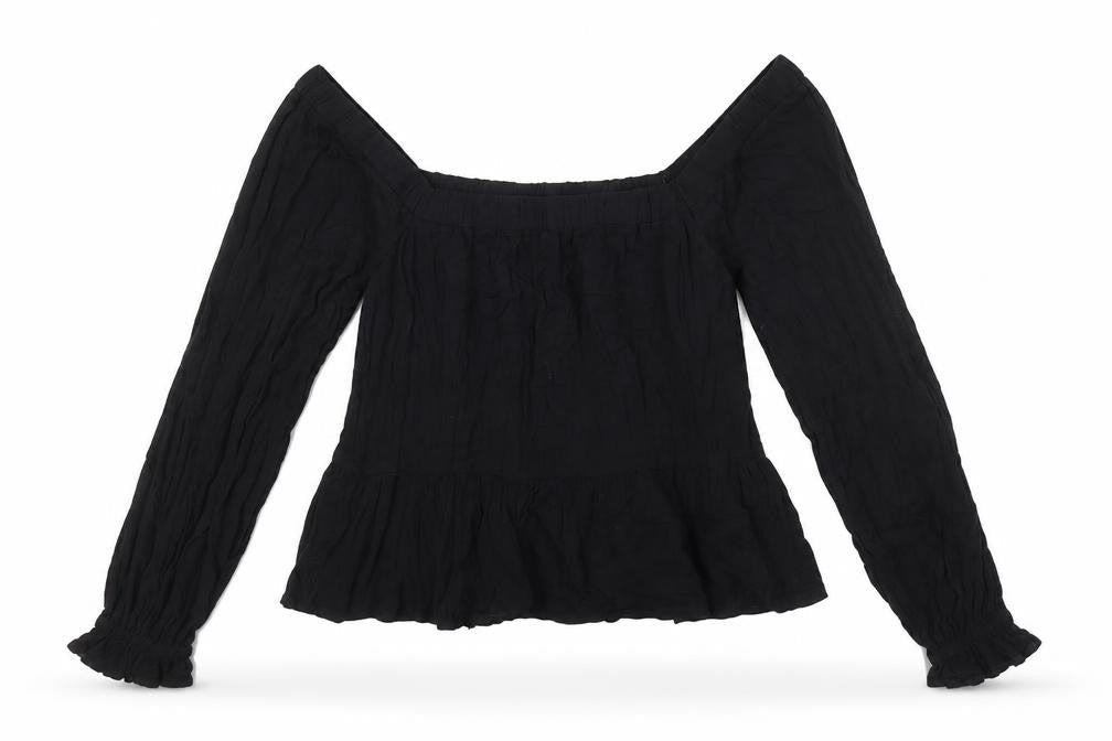 ASOS Womens Black Viscose Basic Blouse Size 8 Square Neck - Peplum