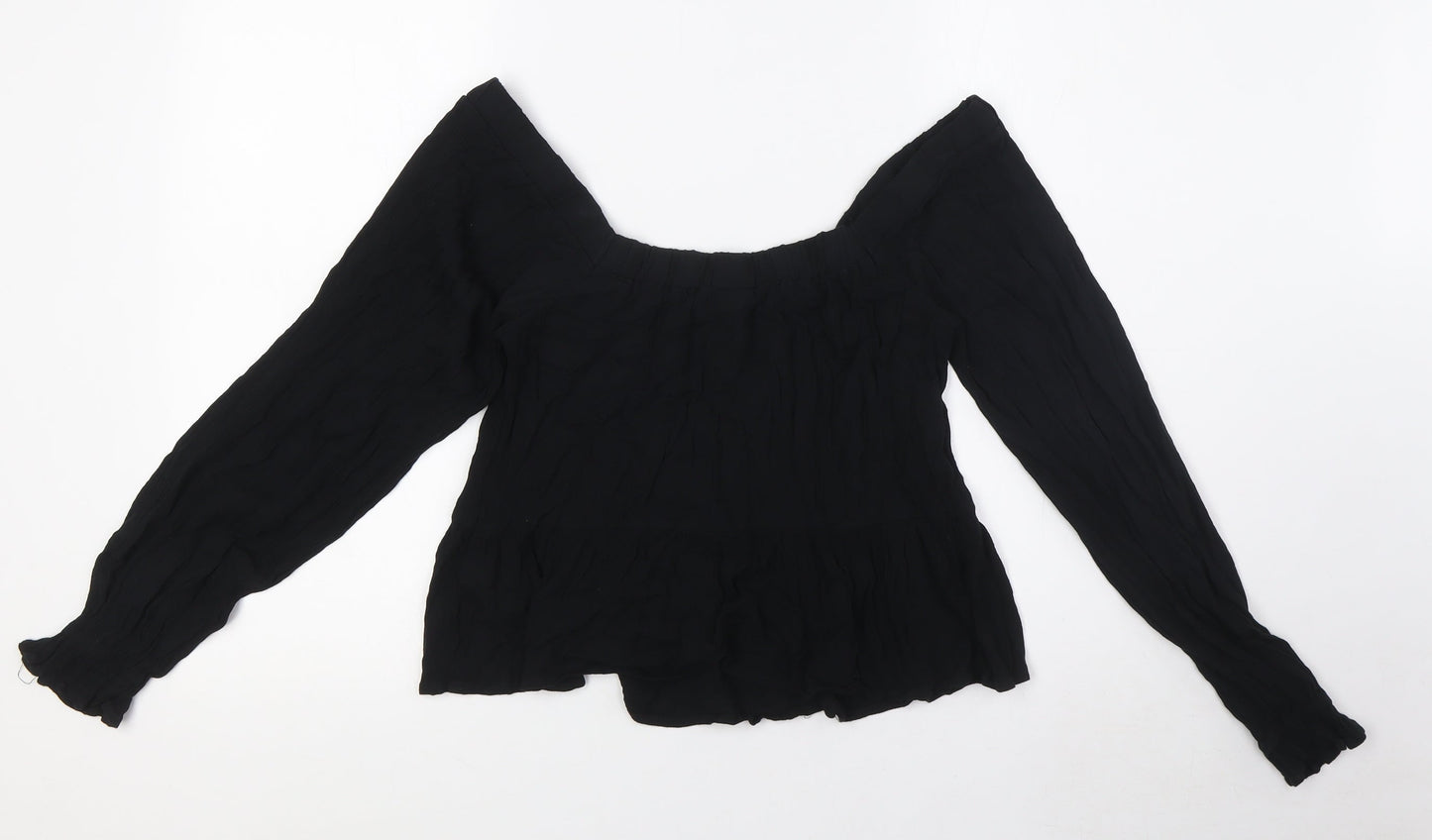 ASOS Womens Black Viscose Basic Blouse Size 8 Square Neck - Peplum