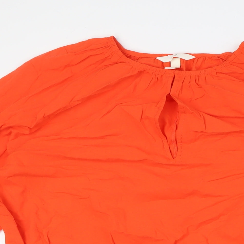 H&M Womens Orange Cotton A-Line Size S Round Neck - Belted
