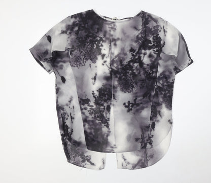 River Island Womens Grey Polyester Basic Blouse Size 10 Round Neck - Sheer
