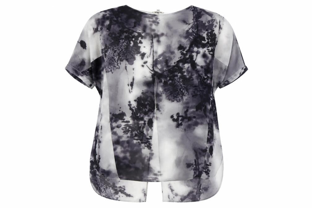 River Island Womens Grey Polyester Basic Blouse Size 10 Round Neck - Sheer