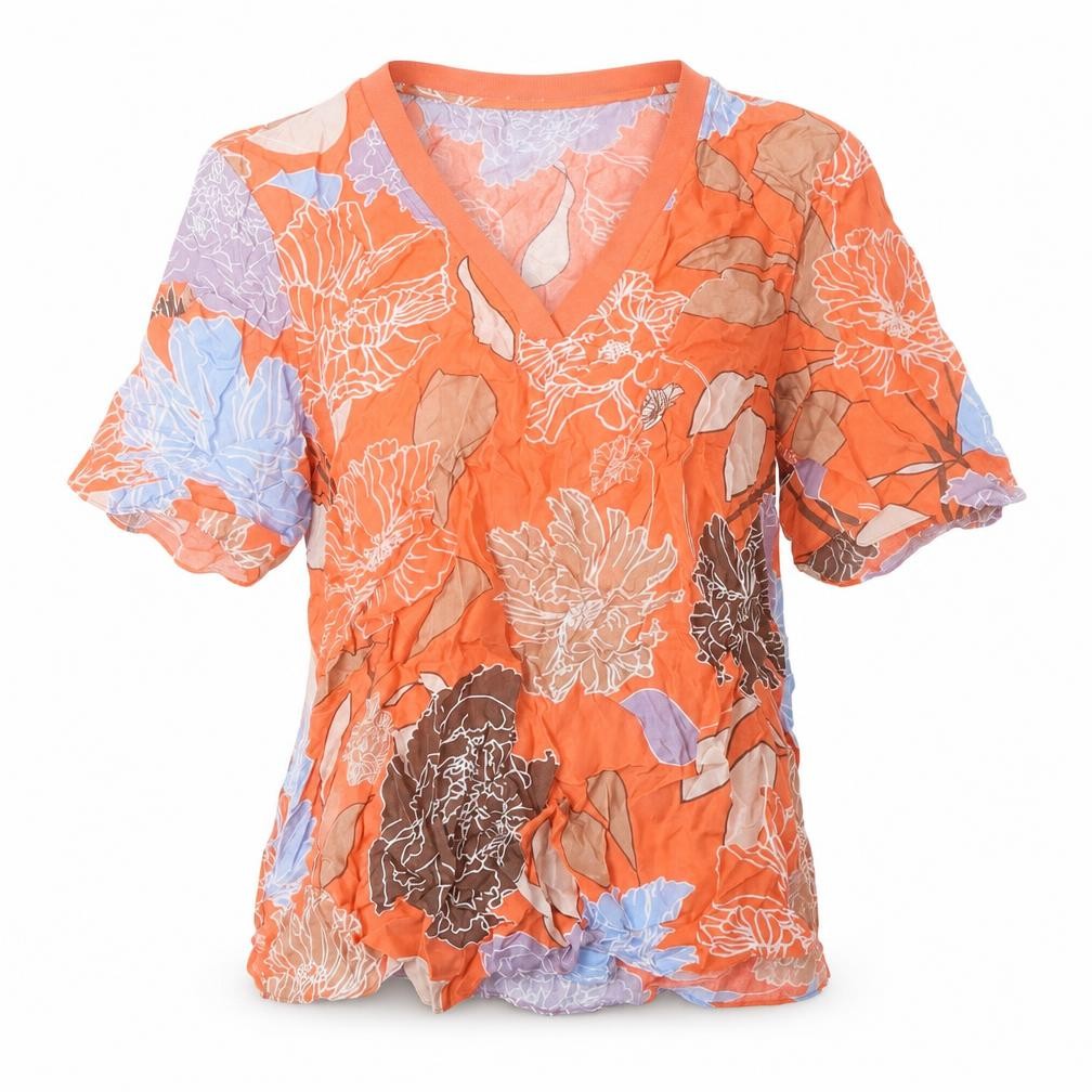 Autograph Womens Multicoloured Floral Cupro Basic T-Shirt Size 6 V-Neck