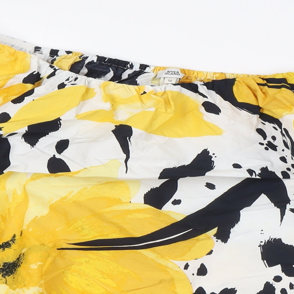 River Island Womens Multicoloured Floral Cotton Basic Blouse Size 12 Off the Shoulder