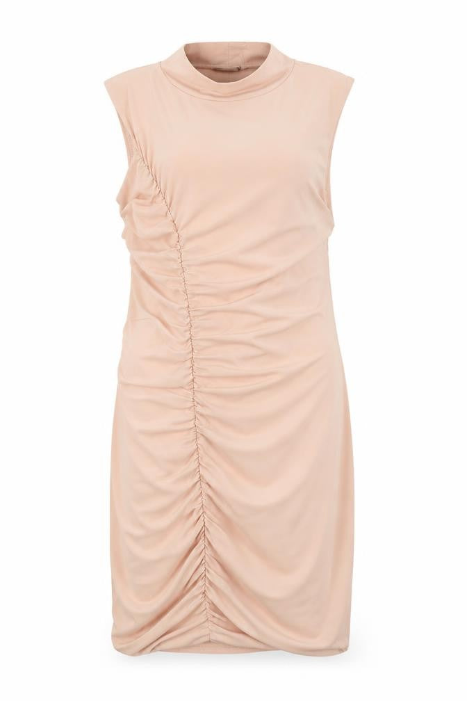 PRETTYLITTLETHING Womens Pink Polyester Bodycon Size 14 Mock Neck