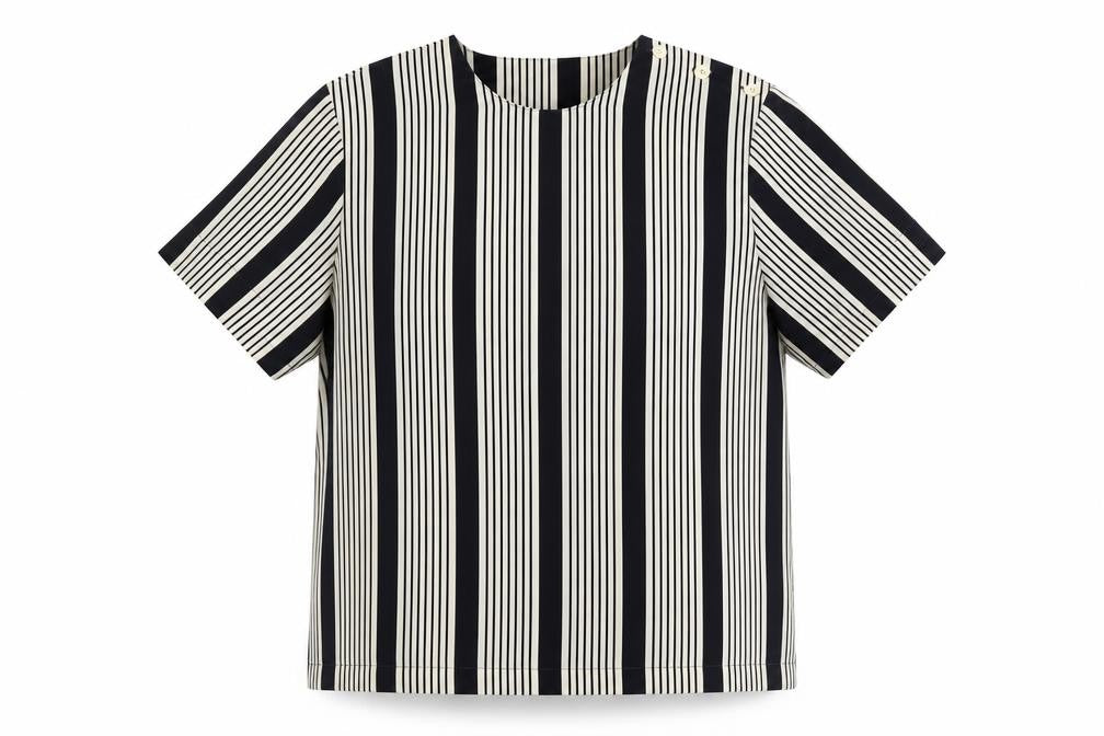 St Michael Womens Blue Striped Polyester Basic T-Shirt Size 10 Crew Neck