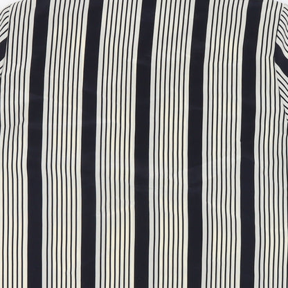 St Michael Womens Blue Striped Polyester Basic T-Shirt Size 10 Crew Neck