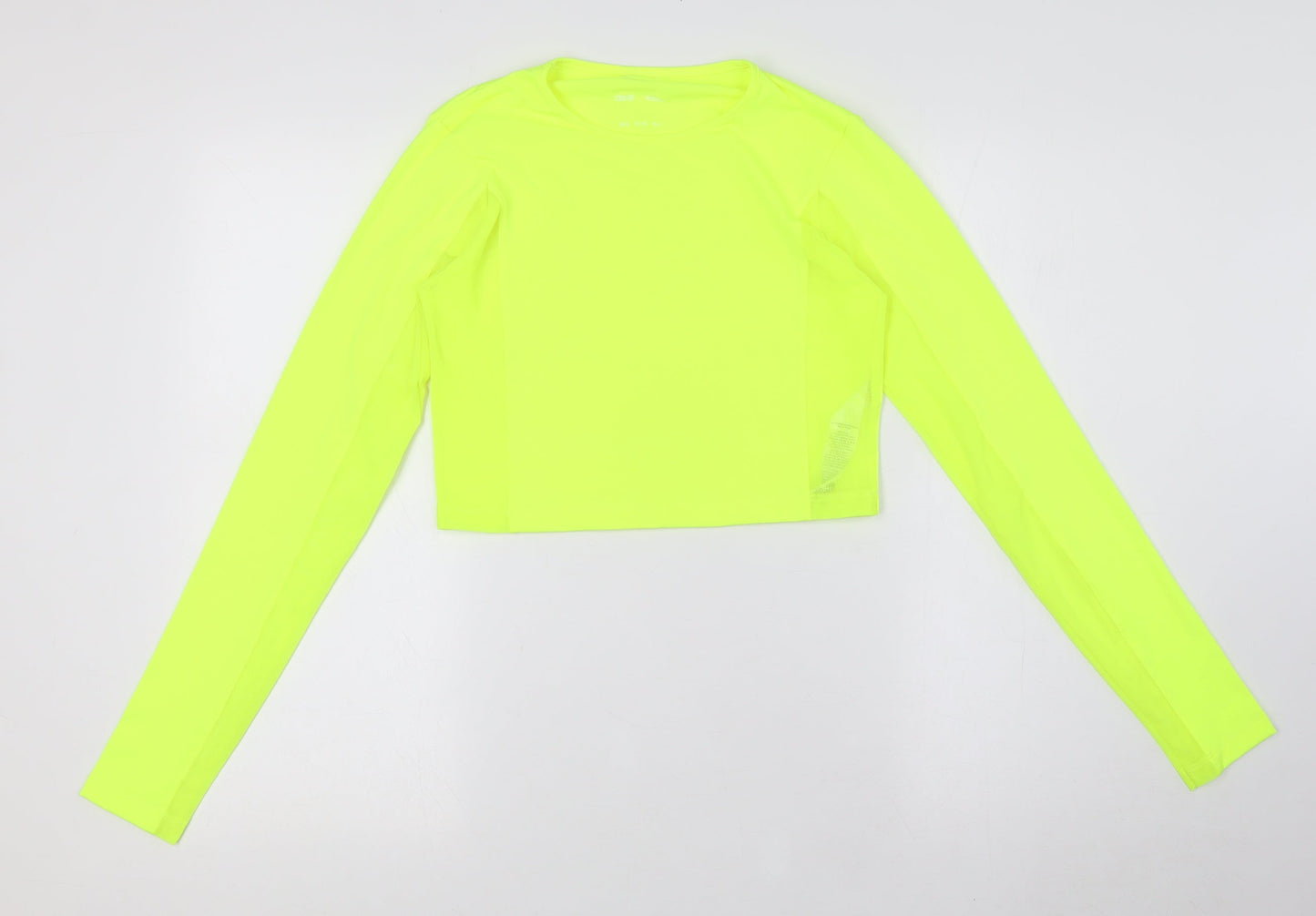 ASOS Womens Yellow Polyester Basic T-Shirt Size 8 Round Neck - Fluorescent