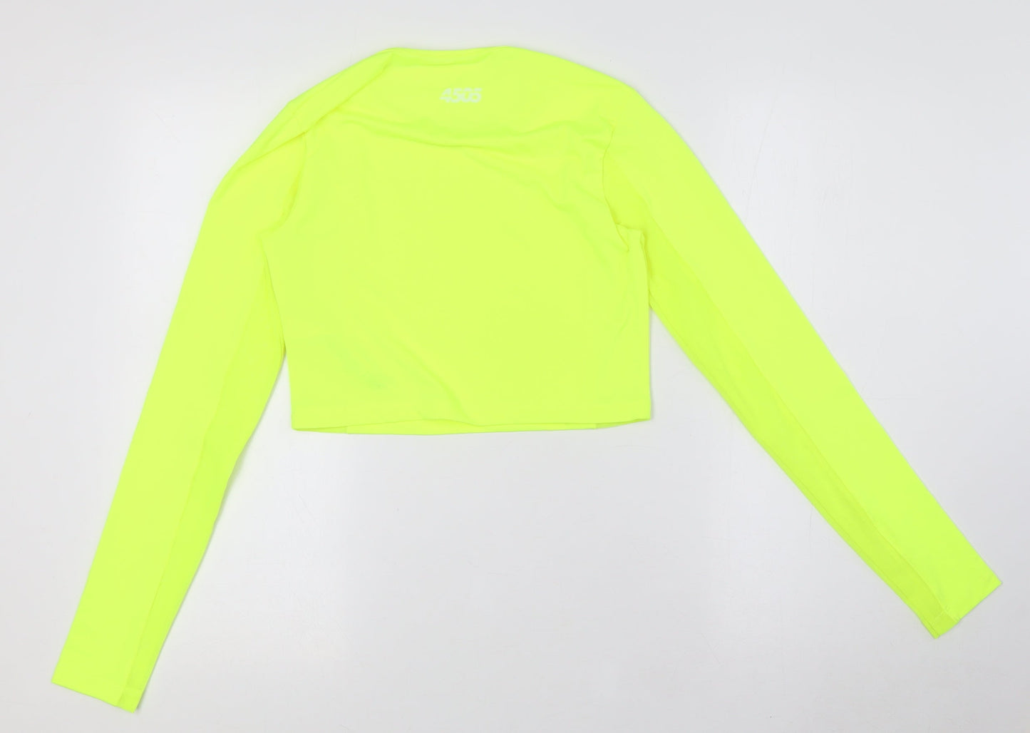 ASOS Womens Yellow Polyester Basic T-Shirt Size 8 Round Neck - Fluorescent
