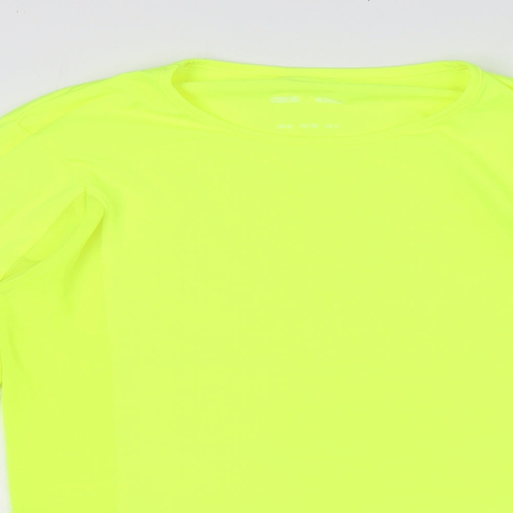 ASOS Womens Yellow Polyester Basic T-Shirt Size 8 Round Neck - Fluorescent