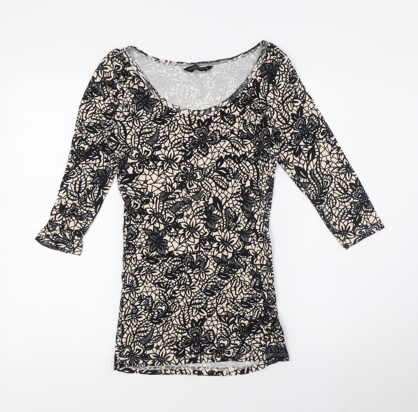 Dorothy Perkins Womens Beige Cotton Basic T-Shirt Size 10 Round Neck