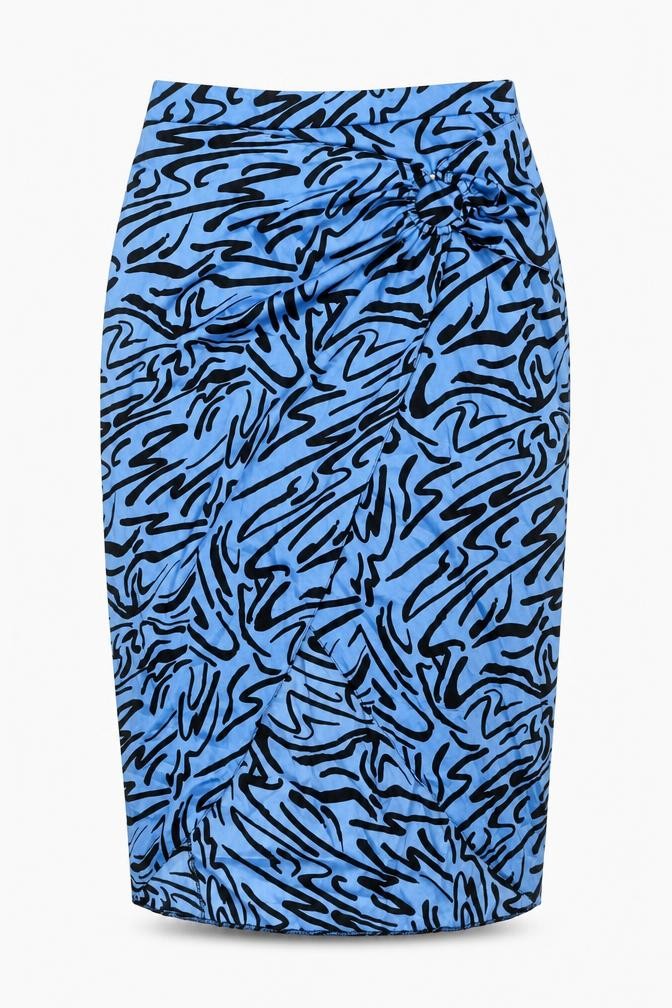 River Island Womens Blue Polyester Wrap Skirt Size 14 Zip