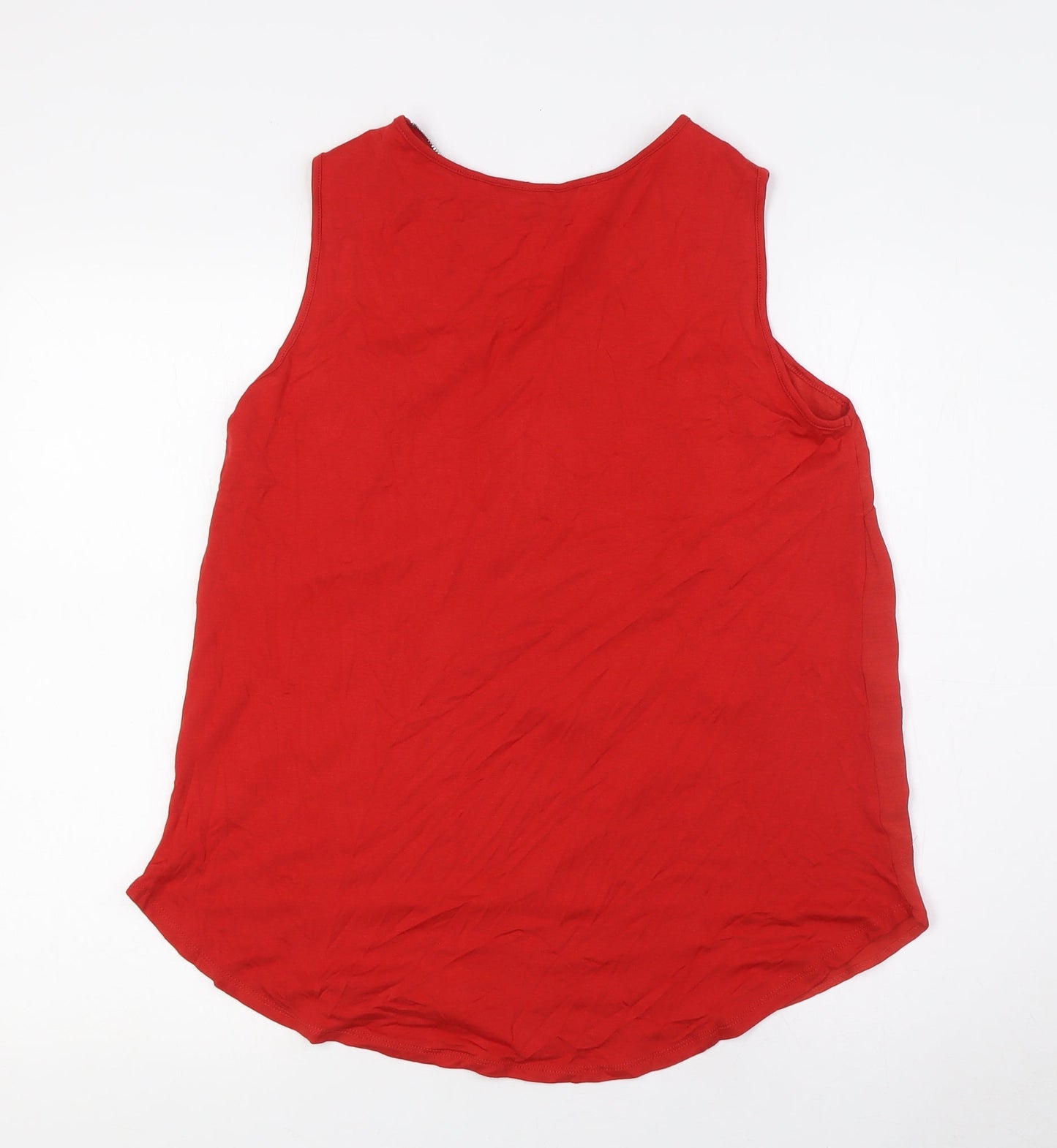 Classic Womens Red Polyester Camisole T-Shirt Size 10 V-Neck - Zip Neck