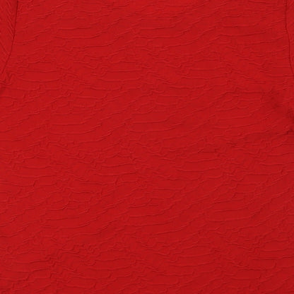 Isle Womens Red Polyester Basic T-Shirt Size S Round Neck - Textured