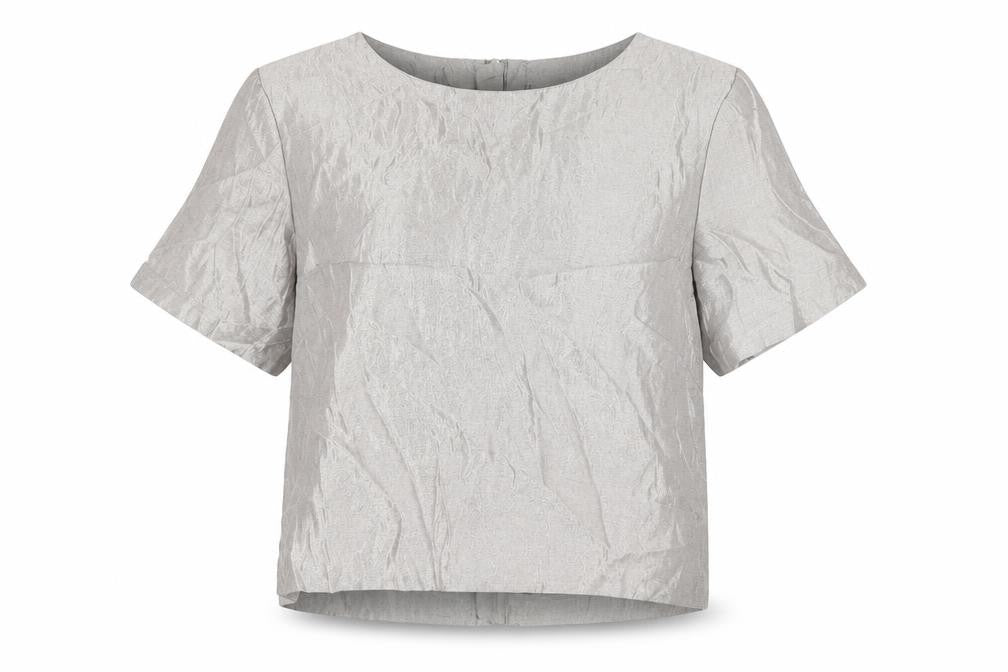 H&M Womens Grey Viscose Basic Blouse Size 8 Round Neck