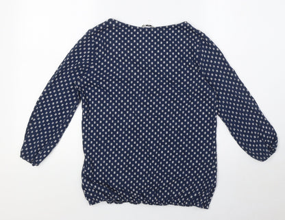 Marks & Spencer Womens Blue Floral Cotton Basic Blouse Size 12 Round Neck